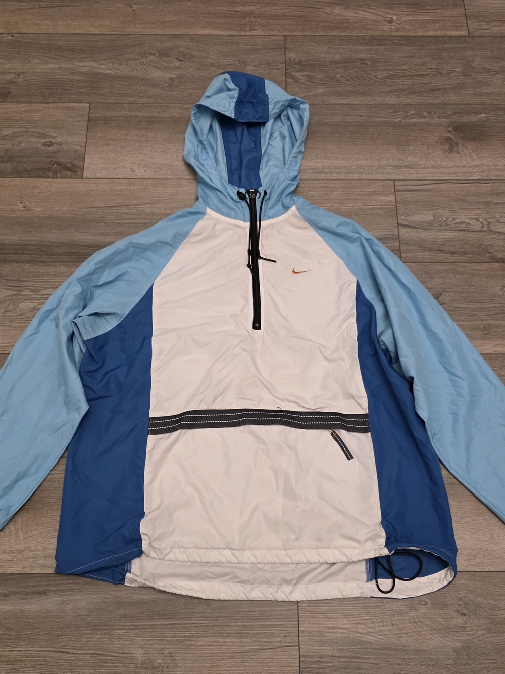 Vtg 90s Nike 1/4-zip Anorak Windbreaker Hood Jacket
